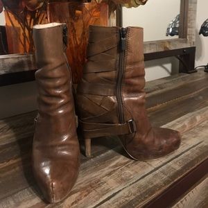 Brown strappy boots